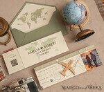 SAVE THE DATES beach travel magnets Sage green Wooden airplane magnet Save The Date Cards with photo boardingpass travel airplane save the dates destination wedding magnets15