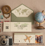 SAVE THE DATES beach travel magnets Sage green Wooden airplane magnet Save The Date Cards with photo boardingpass travel airplane save the dates destination wedding magnets15
