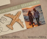 SAVE THE DATES beach travel magnets Sage green Wooden airplane magnet Save The Date Cards with photo boardingpass travel airplane save the dates destination wedding magnets15