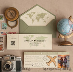 SAVE THE DATES beach travel magnets Sage green Wooden airplane magnet Save The Date Cards with photo boardingpass travel airplane save the dates destination wedding magnets15