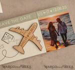 SAVE THE DATES beach travel magnets Sage green Wooden airplane magnet Save The Date Cards with photo boardingpass travel airplane save the dates destination wedding magnets15