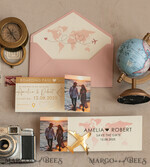 SAVE THE DATES beach travel magnets Blush Pink golden airplane magnet Save The Date Cards with Photo  boardingpass travel airplane save the dates destination wedding magnets16