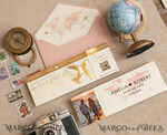 SAVE THE DATES beach travel magnets Blush Pink golden airplane magnet Save The Date Cards with Photo  boardingpass travel airplane save the dates destination wedding magnets16