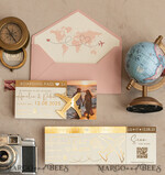 SAVE THE DATES beach travel magnets Blush Pink golden airplane magnet Save The Date Cards with Photo  boardingpass travel airplane save the dates destination wedding magnets16