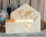 SAVE THE DATES beach travel magnets Ivory golden airplane magnet Save The Date Cards  boardingpass travel airplane save the dates destination wedding magnets16