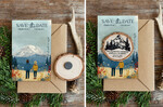 SAVE THE DATES beach travel magnets Personalised Forest mountains Save the Date Magnets and Card, Travel Wedding Save Our Dates , forest Wooden slice magnets3