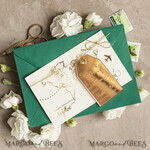 SAVE THE DATES beach travel magnets Luxury Travel Save the Date Acrylic gold Tag Magnet and Card, Gold dark green Luggage Tag Wedding Save The Dates Acrylic Magnets,  Save The Date Cards4