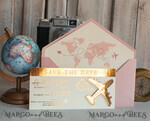 SAVE THE DATES beach travel magnets Blush Pink golden airplane magnet Save The Date Cards  boardingpass travel airplane save the dates destination wedding magnets14