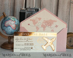 SAVE THE DATES beach travel magnets Blush Pink golden airplane magnet Save The Date Cards  boardingpass travel airplane save the dates destination wedding magnets14