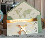 SAVE THE DATES beach travel magnets Sage green golden airplane magnet Save The Date Cards  boardingpass travel airplane save the dates destination wedding magnets17