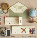 SAVE THE DATES beach travel magnets Sage green golden airplane magnet Save The Date Cards with photo boardingpass travel airplane save the dates destination wedding magnets16