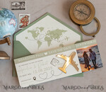 SAVE THE DATES beach travel magnets Sage green golden airplane magnet Save The Date Cards with photo boardingpass travel airplane save the dates destination wedding magnets16