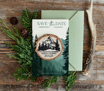 SAVE THE DATES beach travel magnets Personalised Forest mountains Save the Date Magnets and Card, Travel Wedding Save Our Dates , forest Wooden slice magnets3