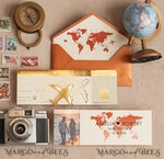SAVE THE DATES beach travel magnets Terracotta  golden airplane magnet Save The Date Cards with photo  boardingpass travel airplane save the dates destination wedding magnets16