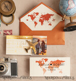 SAVE THE DATES beach travel magnets Terracotta  golden airplane magnet Save The Date Cards with photo  boardingpass travel airplane save the dates destination wedding magnets16