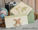 SAVE THE DATES beach travel magnets Sage green  Wooden airplane magnet Save The Date Cards  boardingpass travel airplane save the dates destination wedding magnets9