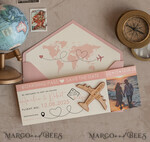 SAVE THE DATES beach travel magnets Blush Pink Wooden airplane magnet Save The Date Cards with photo  boardingpass travel airplane save the dates destination wedding magnets14