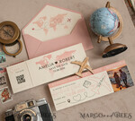SAVE THE DATES beach travel magnets Blush Pink Wooden airplane magnet Save The Date Cards with photo  boardingpass travel airplane save the dates destination wedding magnets14
