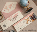 SAVE THE DATES beach travel magnets Blush Pink Wooden airplane magnet Save The Date Cards with photo  boardingpass travel airplane save the dates destination wedding magnets14