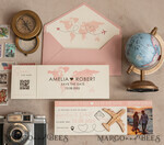 SAVE THE DATES beach travel magnets Blush Pink Wooden airplane magnet Save The Date Cards with photo  boardingpass travel airplane save the dates destination wedding magnets14