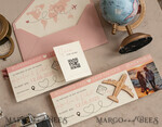 SAVE THE DATES beach travel magnets Blush Pink Wooden airplane magnet Save The Date Cards with photo  boardingpass travel airplane save the dates destination wedding magnets14