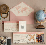 SAVE THE DATES beach travel magnets Blush Pink Wooden airplane magnet Save The Date Cards with photo  boardingpass travel airplane save the dates destination wedding magnets14