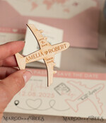 SAVE THE DATES beach travel magnets Blush Pink Wooden airplane magnet Save The Date Cards with photo  boardingpass travel airplane save the dates destination wedding magnets14