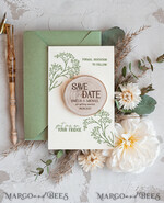 SAVE THE DATES rustic boho magnets Sage Green Rustic Save The Date Magnet & Card Modern Craft Save Our Date Wood Magnets Boho save dates Cards wooden slice Magnets floral card7