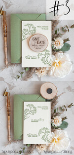SAVE THE DATES rustic boho magnets Sage Green Rustic Save The Date Magnet & Card Modern Craft Save Our Date Wood Magnets Boho save dates Cards wooden slice Magnets floral card7