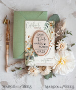 SAVE THE DATES rustic boho magnets Sage Green Wedding Save The Date Card and wooden slice Magnet, craft Save Our Date wood slice Magnets, Boho save our dates Cards wooden Magnets Cards, boho wedding save the date cards and slice magnets3