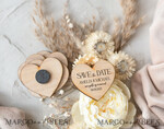 SAVE THE DATES rustic boho magnets Wedding Save The Date Card and Heart Magnet, Blush Pink Save Our Date Magnets, Boho save our dates Cards wooden Magnets Cards Romantic Pink Floral Wedding Save The Date Cards, Luxury Invites With Wooden Engraved Heart Magnet monoline Graphic,4