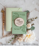SAVE THE DATES rustic boho magnets Sage Green Rustic Save The Date Magnet & Card Modern Craft Save Our Date Wood Magnets Boho save dates Cards wooden slice Magnets floral card6