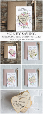 SAVE THE DATES rustic boho magnets Save the Date Card with Geometric greenery Heart with Personalised Rustic Wooden Fridge Magnet 7