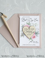 SAVE THE DATES rustic boho magnets Save the date handmade cards modern magnet   Wedding Save The Date Card and Heart Magnet, Blush Pink Save Our Date Wood Magnets8
