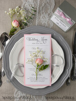 MENU & PROGRAMS rustic and lace Glamour Blush Pink Wedding Menu, Romantic Minimalist Dinner menu with Ribbon, Elegant Simple Party Table Menu, Modern Chic White And Pink Wedding Menu Card     5