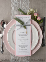 MENU & PROGRAMS rustic and lace Romantic Wedding Menu with Grey Ribbon, Vintage Personalized Menu Cards, Light Grey and Blush Pink Shabby Chic Wedding Menu, Elegant Handmade Wedding Menu Card 4