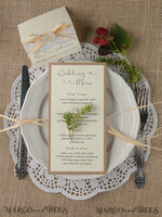 MENU & PROGRAMS rustic and lace Custom Rustic Glam Wedding Menu, Bespoke Vintage Wedding Menu Cards, Elegant Wedding Menus With Raffia Twine, Minimalist Handmade Ecru & Brown Wedding Menu Card4