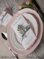 MENU & PROGRAMS rustic and lace Romantic Wedding Menu with Grey Ribbon, Vintage Personalized Menu Cards, Light Grey and Blush Pink Shabby Chic Wedding Menu, Handmade White & Pink Wedding Menu6