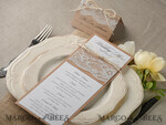 MENU & PROGRAMS rustic and lace Minimalist Brown Wedding Menu, Aesthetic Chic Lace Reception Dinner Menu, Romantic Menu With Burlap Twine, Elegant White And Brown Handmade Wedding Menu Cards  4