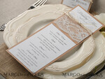 MENU & PROGRAMS rustic and lace Minimalist Brown Wedding Menu, Aesthetic Lace Reception Dinner Menu, Romantic Menu With Burlap Twine, Elegant  Wedding Menu Cards3