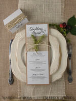 MENU & PROGRAMS rustic and lace Minimalist Brown Wedding Menu, Aesthetic Reception Dinner Menu, Romantic Shabby Chic Menu With Burlap Twine, Elegant Handmade White & Brown Wedding Menu Cards  3