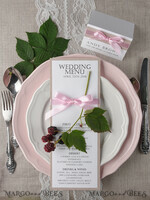 MENU & PROGRAMS rustic and lace Glamour Rustic Wedding Menu, Bespoke Chic Vintage Wedding Menu Cards, Elegant Wedding Menus With Pink Ribbon, Minimalist White And Eco Brown Wedding Menus    4