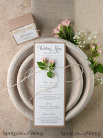 MENU & PROGRAMS rustic and lace Simple Rustic Glam Wedding Menu, Bespoke Vintage Wedding Menu Cards, Elegant Handmade Wedding Menus With Twine, Unique Custom Minimalist Wedding Menu Cards    4