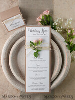 MENU & PROGRAMS rustic and lace Simple Rustic Glam Wedding Menu, Bespoke Vintage Wedding Menu Cards, Elegant Handmade Wedding Menus With Twine, Unique Custom Minimalist Wedding Menu Cards    4
