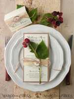 MENU & PROGRAMS rustic and lace Rustic Wedding Menu with Burlap Twine, Barn Wedding Dinner Menu, Eco Romantic Personalized Cards, Kraft Wedding Menu, Simple Rustic Wedding Menu, Elegant Ecru Wedding Menu Cards3