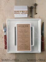 MENU & PROGRAMS rustic and lace Rustic Wedding Menu, Barn Wedding Dinner Menu, Eco Romantic Personalized Cards with Wooden Heart  And Twine, Kraft Wedding Menu, Simple Rustic Wedding Menu, Elegant Eco Brown Wedding Menu Cards4