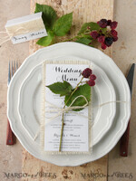MENÜ & PROGRAMME  
 rustikal und Spitze Minimalistische weiße Hochzeitsmenüs, elegante rustikale Hochzeitsmenü-Karten, ästhetisches Hochzeitsdinner-Menü, modernes Hochzeitsmenü, zartes klassisches Hochzeitsmenü und Schnur.3