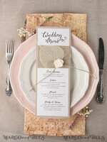 MENU & PROGRAMS rustic and lace Rustic Wedding Menu with Burlap, Barn Wedding Menu Cards, Eco Romantic Personalized Cards with Flower, Simple Rustic Menu, Elegant Handmade Ecru Wedding Cards 3