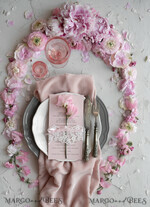 MENU & PROGRAMS rustic and lace Romantic Blush Pink Wedding Menu with Ribbon, Vintage Lace Personalized Menu Cards, Shabby Chic Wedding Menu with Floral Motif, Minimalistic Wedding Cards      10