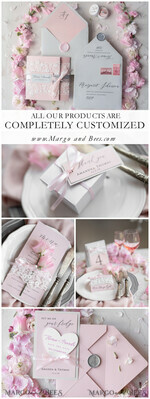 MENU & PROGRAMS rustic and lace Romantic Blush Pink Wedding Menu with Ribbon, Vintage Lace Personalized Menu Cards, Shabby Chic Wedding Menu with Floral Motif, Minimalistic Wedding Cards      10
